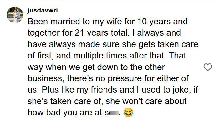 Social media post discussing intimacy advice, mentioning Halle Berry and what she now refuses to do during intimacy.