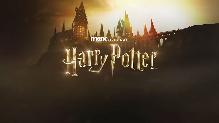 Harry Potter series logo with Hogwarts castle in the background highlighting the new Draco Malfoy actor difference.