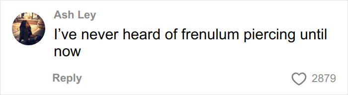 Comment about never hearing of frenulum piercing until now, highlighting health experts warning fans copying Alysa Liu&rsquo;s viral look.
