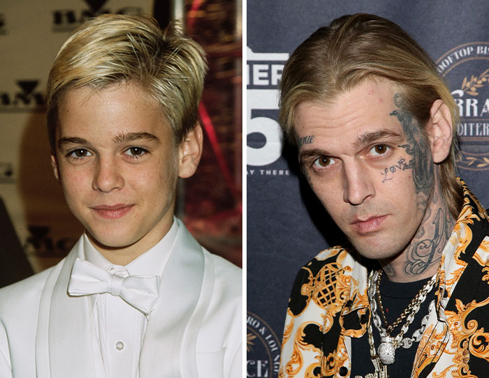 Side-by-side photos of a child star and his adult self showing the heartbreaking downfall of Hollywood child stars.