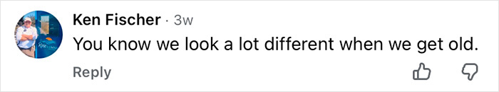 Comment by Ken Fischer stating we look different as we get old, relating to Mickey Rourke without cosmetic procedures.