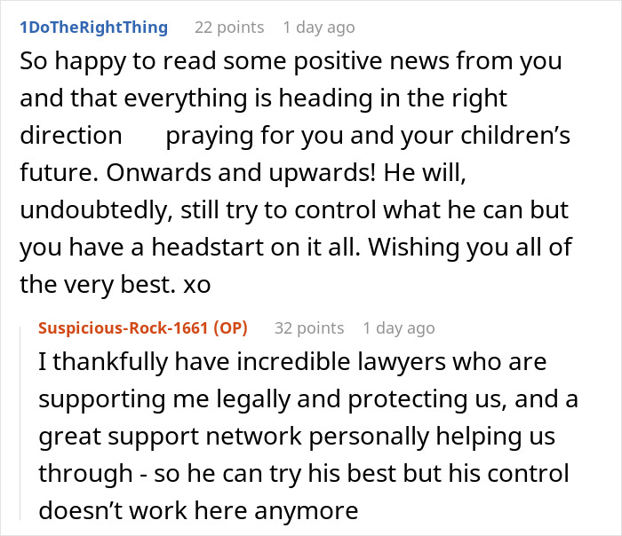 Reddit conversation showing a woman sharing struggles with her husband who keeps leaving and coming back.