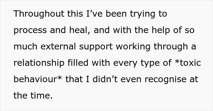 Text about a woman sharing her struggles with a husband who keeps leaving and coming back, reflecting on toxic behavior.