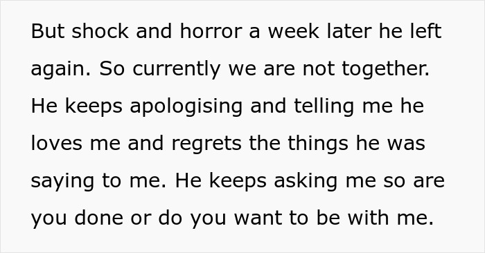 Woman shares struggles with husband who keeps leaving and coming back, facing emotional ups and downs in their relationship.