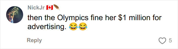 Comment on social media discussing Olympics fans surprised by Jutta Leerdam's earnings after a wardrobe incident with emojis. Comment on social media discussing Olympics fans surprised by Jutta Leerdam's earnings after a wardrobe incident with emojis.