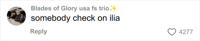 Comment on social media reading somebody check on Ilia, reflecting concern after Olympic star Ilia Malinin&rsquo;s troubling posts.
