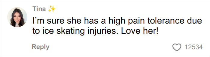 User comment on social media about ice skating injuries, expressing admiration and support for Olympic star Alysa Liu&rsquo;s viral look fans.