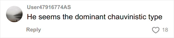 Comment from User47916774AS expressing an opinion on chauvinistic behavior in an online discussion.
