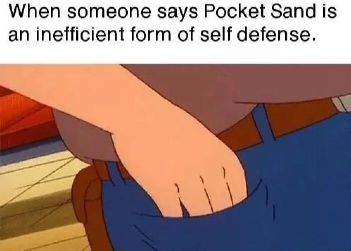 Cartoon hand reaching into pocket labeled with text about pocket sand as an unusual subreddit topic from weird subreddits.