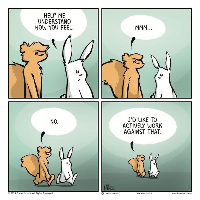 Comic series featuring cute characters expressing uncomfortably accurate feelings in a heartfelt and humorous style.