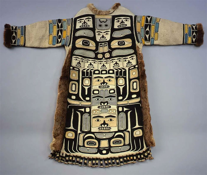 Indigenous ceremonial robe with intricate designs, showcasing unique history and culture not found in textbooks.