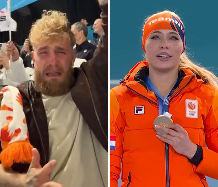 Fan crying with excitement and a Dutch athlete holding a gold medal at the 2026 Winter Olympics wildest moments.