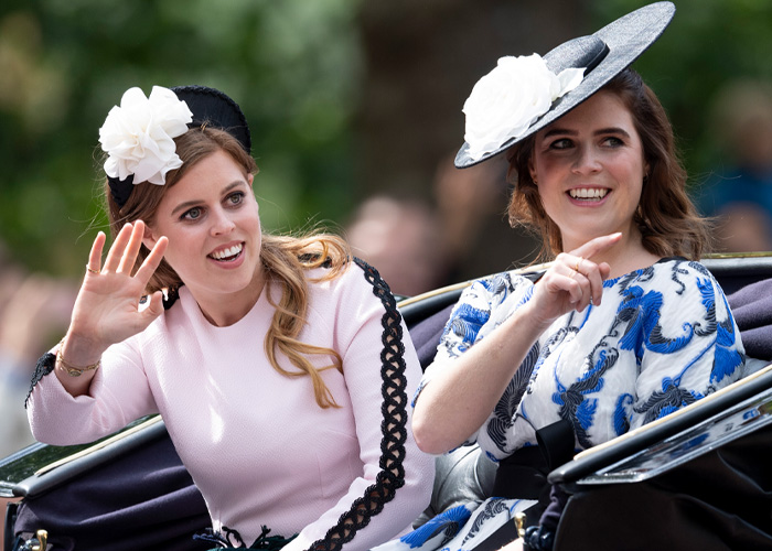 Princess Beatrice and Eugenie smiling and waving during a public event amid Jeffrey Epstein's bold request reports.