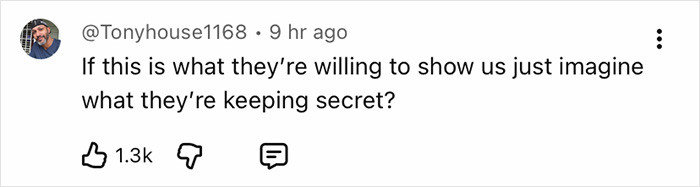Comment from user Tonyhouse1168 expressing concern about secrets related to Jon Stewart's name in Epstein files, with likes and replies.