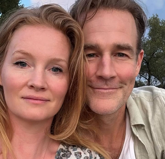 Close-up of a couple outdoors, highlighting the topic of money manager debate related to James Van Der Beek's family GoFundMe.