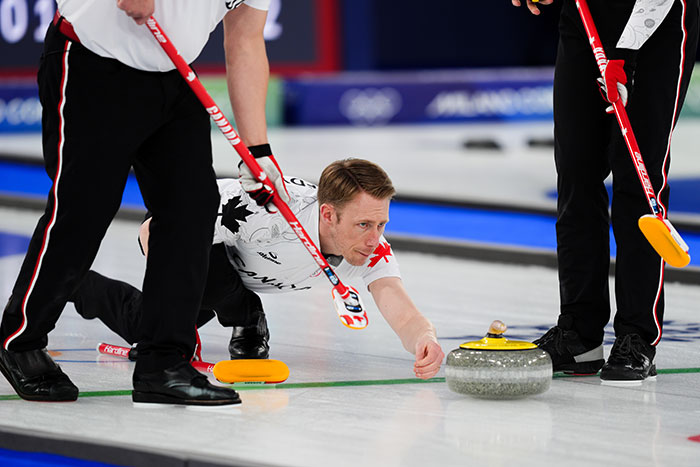 Canadian curling team competing on ice during Olympics after major change following cheating accusations by multiple countries