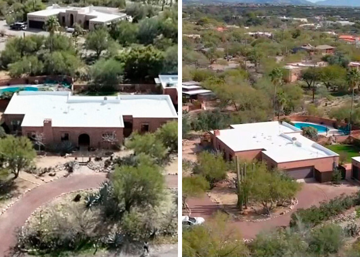 Aerial view of a residential neighborhood showing the area where the neighbor reportedly shared crucial information.