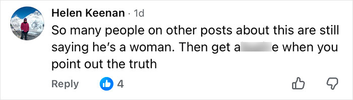 Screenshot of a social media comment discussing Imane Khelif admitting to having Y chromosome gene after controversy.