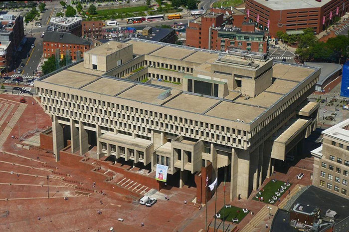 Aerial view of an architectural malpractice building known for its costly design and controversial ugly appearance.