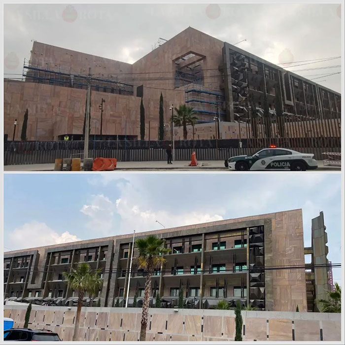 Large, blocky buildings showing architectural malpractice with an unattractive design that locals dislike and criticize.