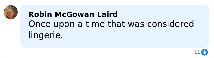 Commenter Robin McGowan Laird responding to a discussion about wearing lingerie at a public event.