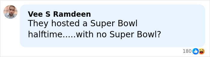 Comment on social media questioning the legitimacy of Kid Rock’s alternative Super Bowl show by Turning Point USA.