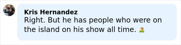 Comment from Kris Hernandez, discussing people linked to Epstein appearing on Joe Rogan's show frequently.