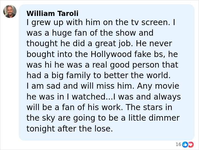 Comment expressing heartfelt tribute to James Van Der Beek’s legacy and the impact of his tragic passing.