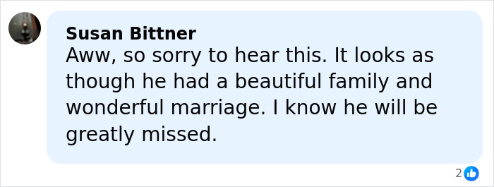 Comment expressing sorrow and sympathy for James Van Der Beek’s tragic passing and the impact on his family.