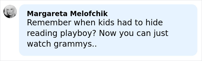 Comment about Grammy fashion trends from 2016 showing how much fashion has changed in 10 years.