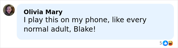 Comment from Olivia Mary on a social media post reacting to Blake Lively's world class privilege during court delivery.