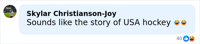 Comment mentioning USA hockey in a discussion about a hot-mic moment between Olympic hockey rivals.