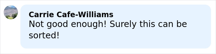 Comment from Carrie Cafe-Williams expressing frustration and hope for resolution of an issue related to Olympic figure skater's banned music.