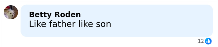 Comment saying like father like son on a social media post related to Trump&rsquo;s bizarre explanation for Barron&rsquo;s height
