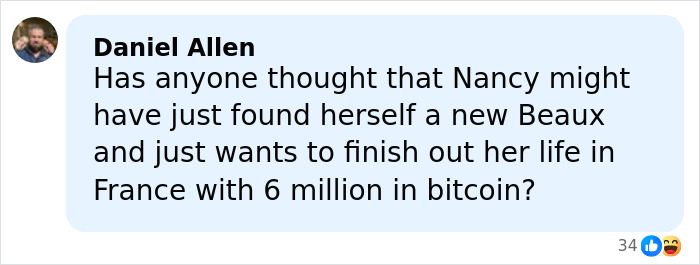 Comment from Daniel Allen questioning Nancy’s motives, posted after the search for Savannah Guthrie’s mom intensified.