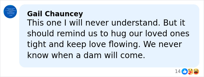 Screenshot of a social media comment reflecting on the search for Savannah Guthrie's mom after a chilling video post.