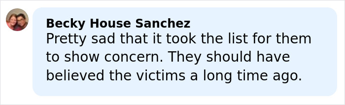 Comment by Becky House Sanchez expressing sadness over delayed concern by Prince William and Kate Middleton regarding Epstein files amid royal scrutiny.