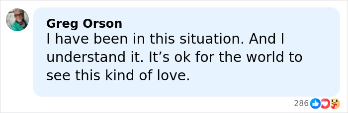 Comment by Greg Orson expressing empathy and understanding about love, reflecting Alfonso Ribeiro's emotional moment with James Van Der Beek.