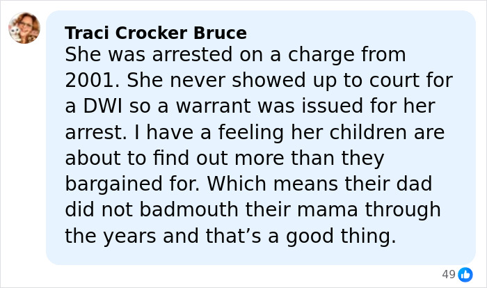 Comment from mom of three who vanished 24 years ago about her children and family situation shared online.