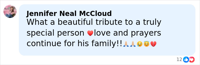 Comment expressing admiration and support for Katie Holmes honoring her late costar James Van Der Beek with love and prayers.