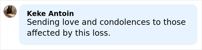 Comment box showing Keke Antoin sending condolences in response to Katie Holmes honoring late costar James Van Der Beek.
