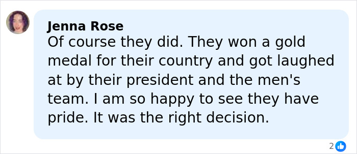 Comment discussing Team USA women&rsquo;s hockey stars showing pride after refusing White House invite.