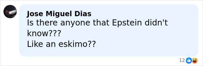 Comment discussing Epstein files with mention of Timoth&eacute;e Chalamet and shocking publicist claims in a social media post.