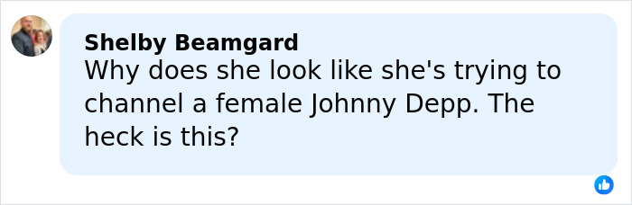 Comment box showing Shelby Beamgard questioning a fashion choice, highlighting a hilariously awkward fashion faux pas.