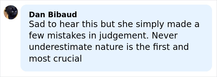 Comment on tragedy as young woman hiking New York's highest peak with her dog reflects on nature's dangers.