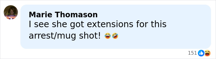 Comment on social media post reacting to boutique owner&rsquo;s mugshots showing lips growing with each arrest in town scandal.