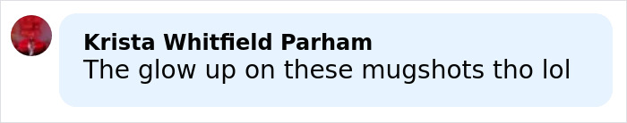 Comment text on a social media post about boutique owner&rsquo;s mugshots showing lips growing each time.