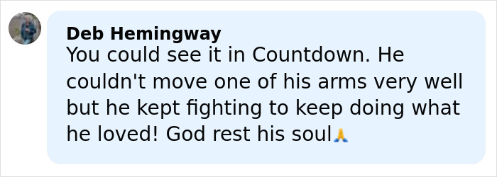 Comment by Deb Hemingway discussing ALS symptoms related to arm movement difficulties after Eric Dane’s hand claim.