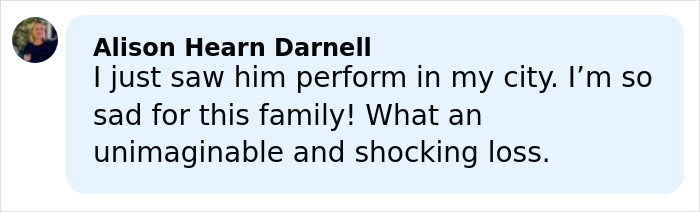 Social media comment expressing sadness over the harrowing 911 audio and tragic loss of Martin Short's daughter Katherine.