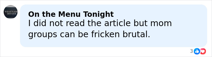 Social media comment discussing the toxicity of mom groups related to Toxic Mom drama involving Kaley Cuoco and Ashley Tisdale.